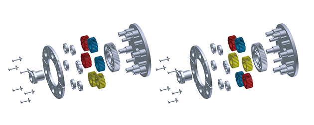 Assembly models with the same shape and different layout of the components